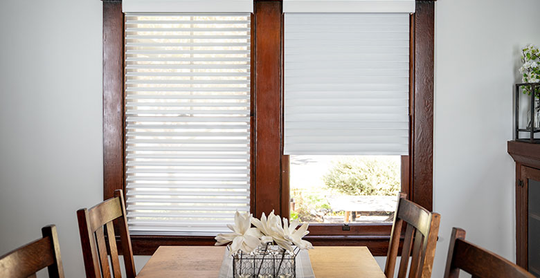 Horizontal Sheer Shades in Dining Room