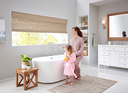 Mom and Daughter with Cordless Window Treatments