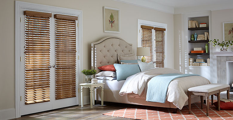 Wood Blinds in Bedroom